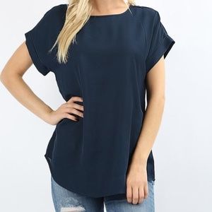 MIDNIGHT NAVY CUFF SHORT SLEEVE NWT